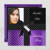 13thバースデーパーティー10代の若者女子 招待状 (正面/裏面)