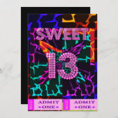 13th甘い13誕生日パーティミックスアニマルプリント 招待状 (正面/裏面)