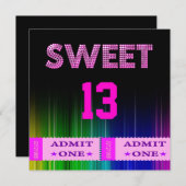 13th甘い13誕生日パーティーチケットおもしろい 招待状 (正面/裏面)