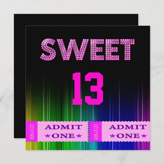 13th甘い13誕生日パーティーチケットおもしろい 招待状 (正面/裏面)