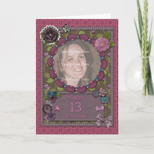 13th誕生日のフォトカード カード (正面)