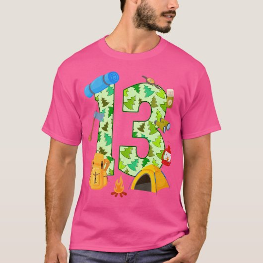 13th誕生日キャンプテーマ13歳誕生日K Tシャツ (正面)
