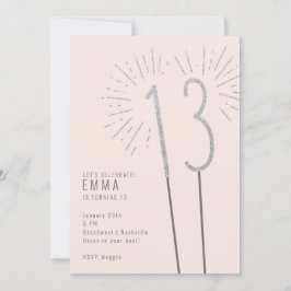 13th誕生日スパークラーガール招待状 招待状
