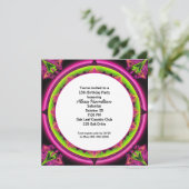 13th誕生日ネオン万華鏡のように千変万化するパターン 招待状 (スタンド正面)