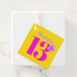 13th誕生日パーティーの女の子ピンク黄色の紫 フェイバータグ