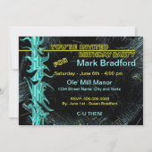 13th誕生日パーティーの招待 – 青/黒/黄 招待状 (裏面)