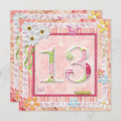 13th誕生日パーティースクラップブック作りスタイル 招待状 (正面/裏面)