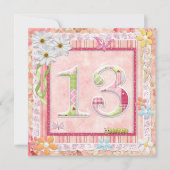 13th誕生日パーティースクラップブック作りスタイル 招待状 (正面)