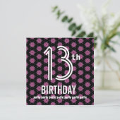 13th誕生日パーティーテンプレートピンクブラックV02 招待状 (スタンド正面)