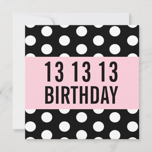 13th誕生日パーティーテンプレート水玉模様V01 招待状 (正面)