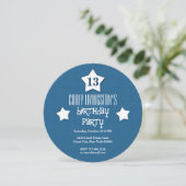 13th誕生日パーティーブルーサークルホワイトスターズV03D1 招待状 (スタンド正面)