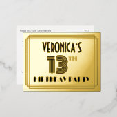 13th誕生日パーティー～アールデコスタイル"13" +名前 箔招待状ポストカード (正面/裏面)