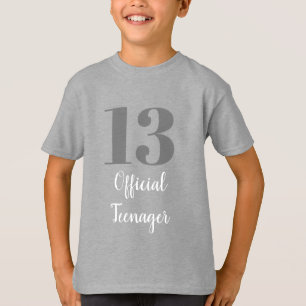 13th誕生日公式10代の若者グレーホワイトカスタム tシャツ