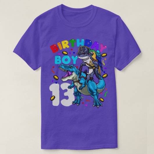 13th誕生日Tレックス誕生日ボーイ Tシャツ (デザイン正面)