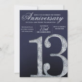 13th Anniversary Diamond Silver Dark Blue Years 招待状 (正面)