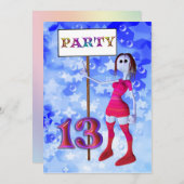13th Birthdayパーティーの看板の招待状 招待状 (正面/裏面)