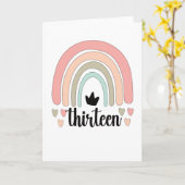 13th Birthday Boho Rainbow Party Kids 13 Years Old カード (黄色い花)