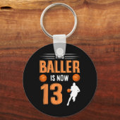 13th Birthday Bysketbyll - This Byller Is Now 13  キーホルダー (正面)