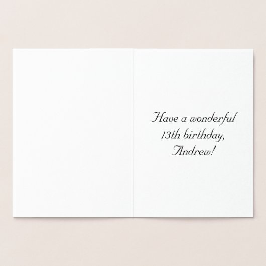 13th Birthday: Elegant, Ornate Script; Custom Name 箔カード (内部)