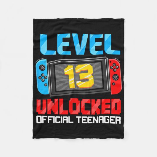 13th Birthday Game Level 13 Unlocked Official Teen フリースブランケット (正面)