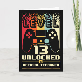 13th Birthday Gift Boys Level 13 Unlocked Official カード