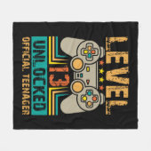 13th Birthday Gift Boys Level 13 Unlocked Official フリースブランケット (正面(横))