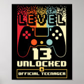 13th Birthday Gift Boys Level 13 Unlocked Official ポスター (正面)