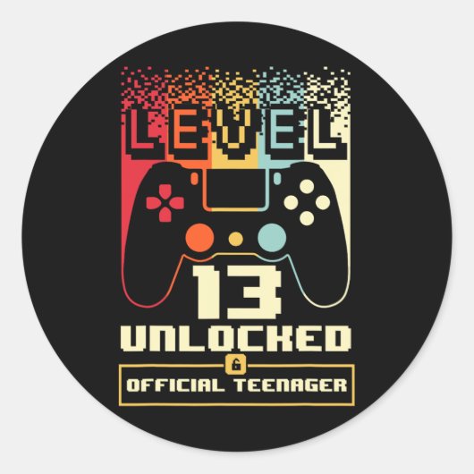 13th Birthday Gift Boys Level 13 Unlocked Official ラウンドシール (正面)