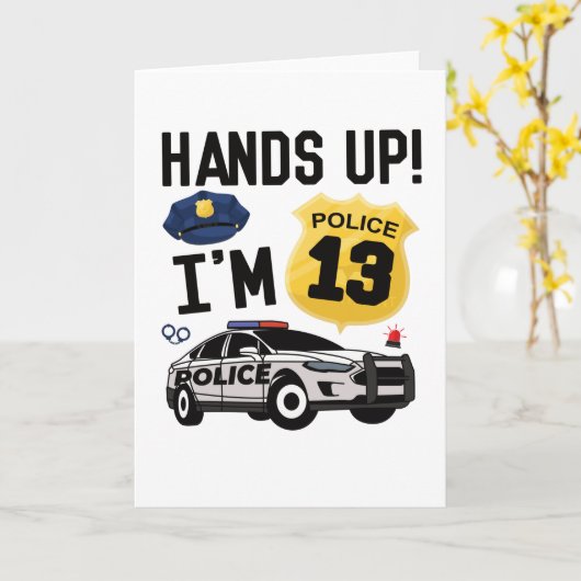 13th Birthday Gift Police Officer 13 Year Old Boy カード (黄色い花)