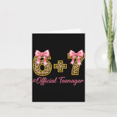 13th Birthday Girl Nk Coquette Bow Leopard 6+7 Yea カード (正面)