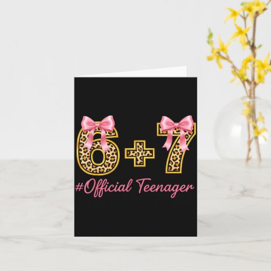 13th Birthday Girl Nk Coquette Bow Leopard 6+7 Yea カード (黄色い花)