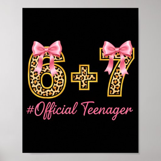 13th Birthday Girl Nk Coquette Bow Leopard 6+7 Yea ポスター (正面)