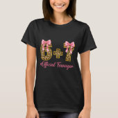 13th Birthday Girl Nk Coquette Bow Leopard 6+7 Yea Tシャツ (正面)