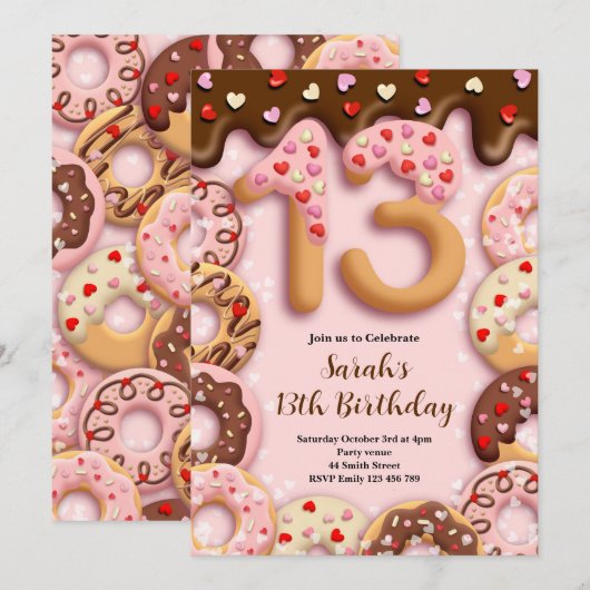 13th Birthday Girls Invitation 招待状 (正面/裏面)