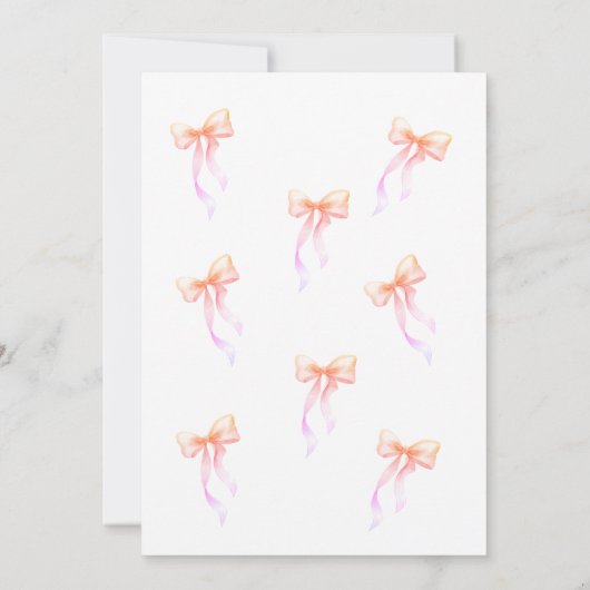 13th Birthday Invitation Pink Bow for Girls 招待状 (裏面)