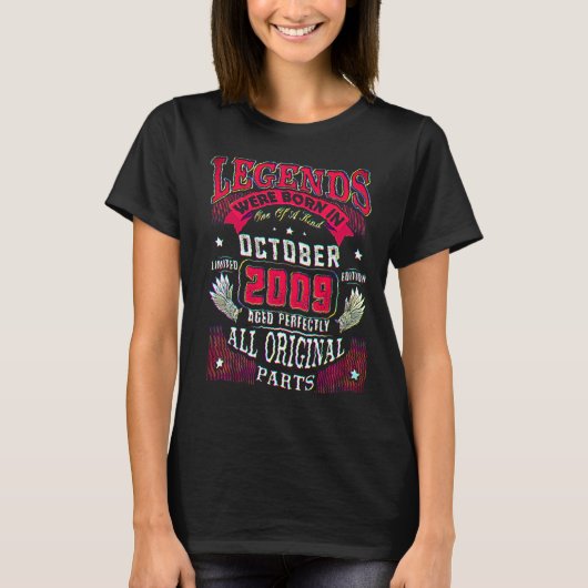 13th Birthday  Legends Born In October 2009 13 Yrs Tシャツ (正面)