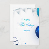 13th Birthday Navy Blue and Gold Balloons Confetti 招待状 (正面/裏面)