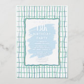 13th Birthday Partyハンドドロードフォイル招待状 箔招待状 (正面)