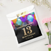 13th Birthday Partyブラック&金ゴールドバルーン フェイバーバッグ (封をした状態)