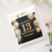 13th Birthday Partyブラック&金ゴールドバルーン フェイバーバッグ (封をした状態)