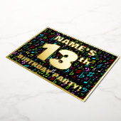 13th Birthday Party —おもしろい、音楽シカラフルンボル 箔招待状 (回転した状態)