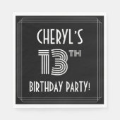 13th Birthday Party:アールデコスタイル+名前をカスタムする スタンダードランチョンナプキン (正面)