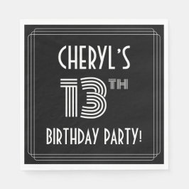 13th Birthday Party:アールデコスタイル+名前をカスタムする スタンダードランチョンナプキン