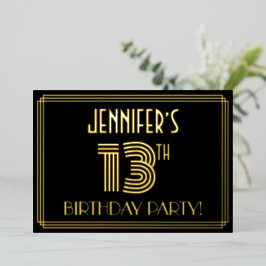 13th Birthday Party —アールデコスタイル「13」 +名前 箔招待状