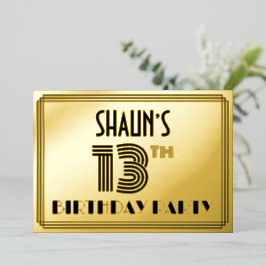 13th Birthday Party —アールデコスタイル「13」 & Name 箔招待状