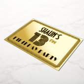 13th Birthday Party —アールデコスタイル「13」 & Name 箔招待状 (回転した状態)