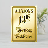 13th Birthday Party – スクリプエレガントト+名前をカスタムする 箔招待状 (立ち正面)