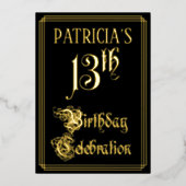 13th Birthday Party – スクリプファンシート&名前をカスタムする 箔招待状 (正面)