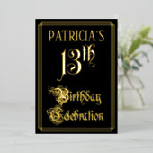 13th Birthday Party – スクリプファンシート&名前をカスタムする 箔招待状 (立ち正面)