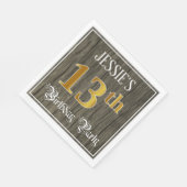 13th Birthday Party — フェイク金ゴールド&ウッドフェイク・ルックス スタンダードランチョンナプキン (角)